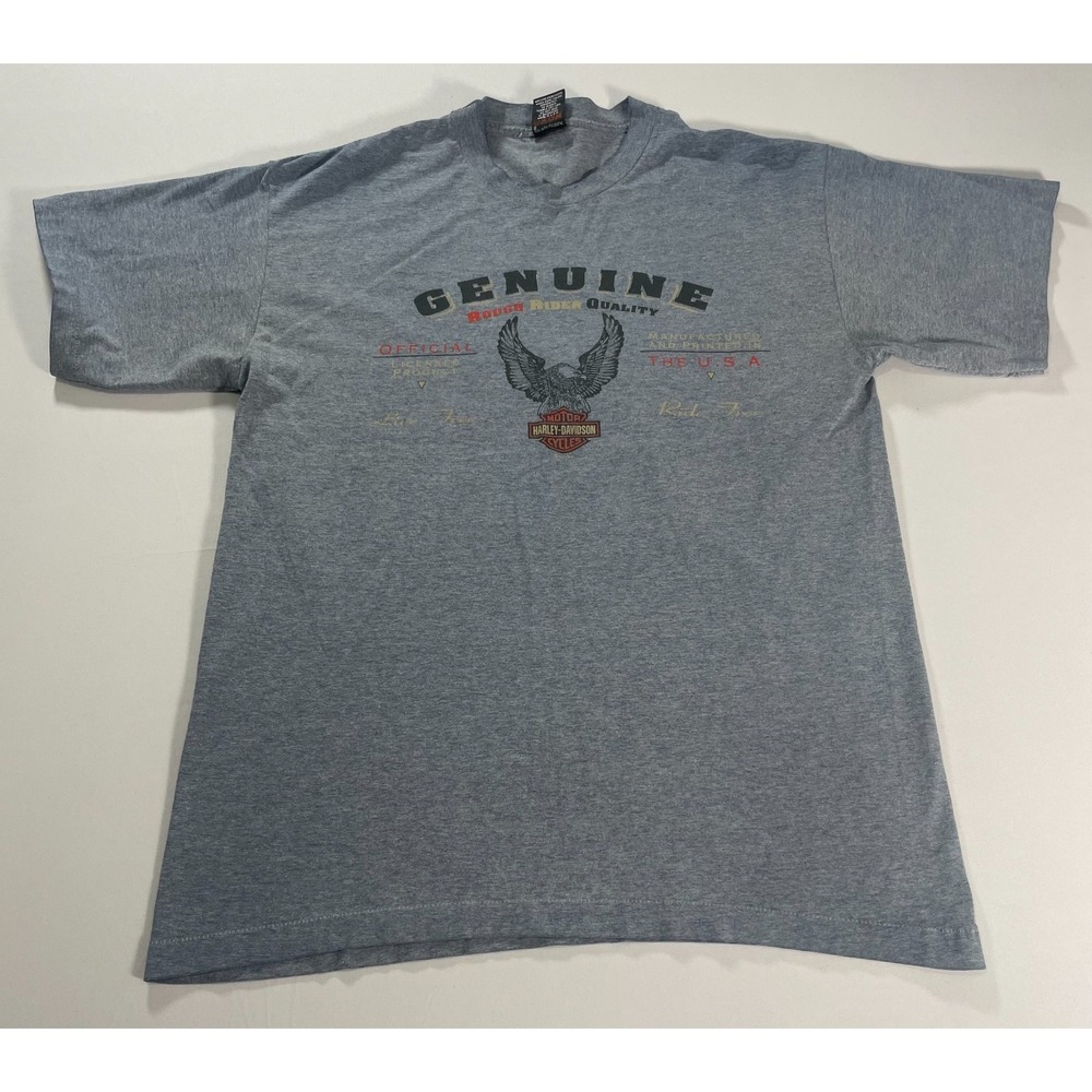 VTG Harley Davidson Genuine Rough Rider Quality T-Shirt Street‎ Cycles Size L